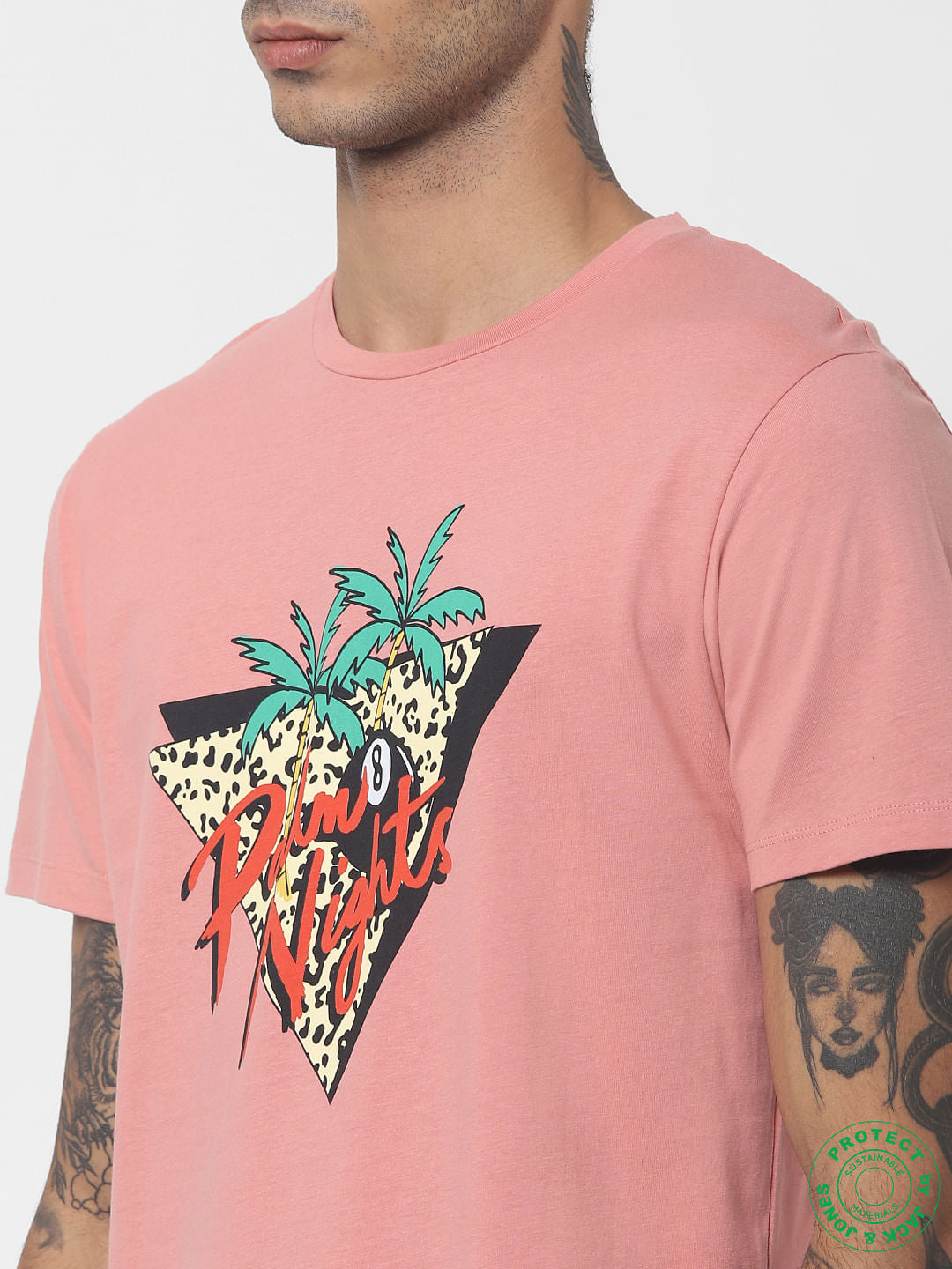 Pink Graphic Print Crew Neck T-shirt
