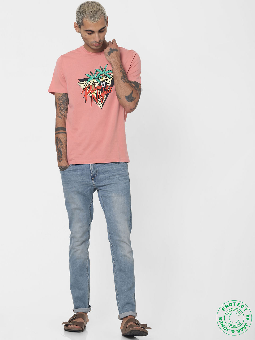 Pink Graphic Print Crew Neck T-shirt