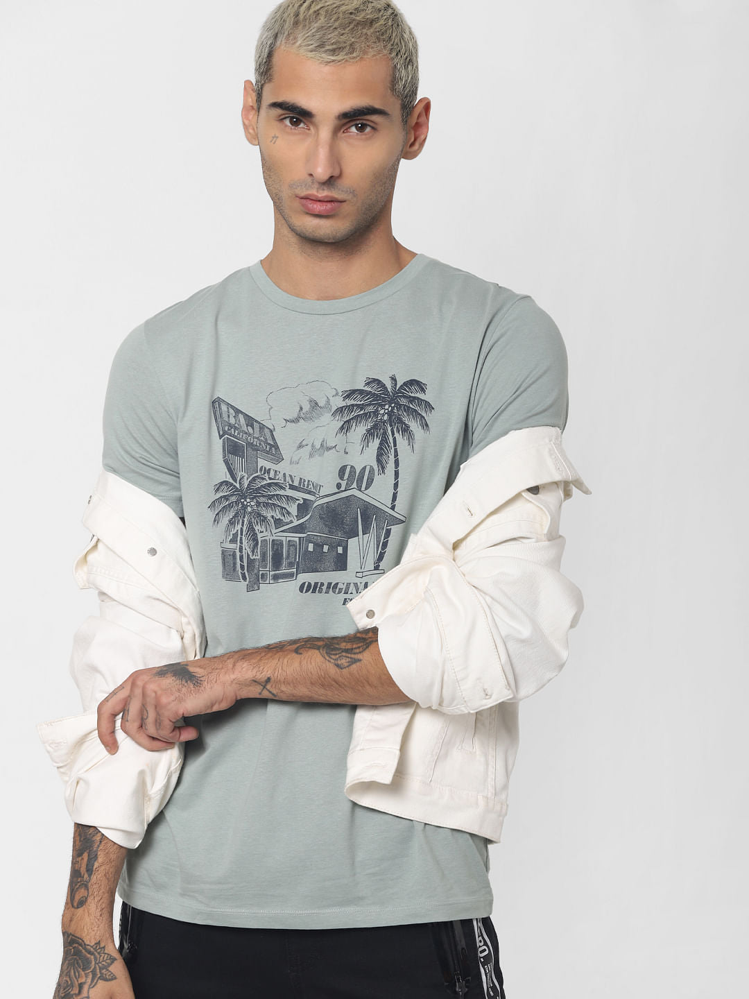 Green Graphic Print Crew Neck T-shirt