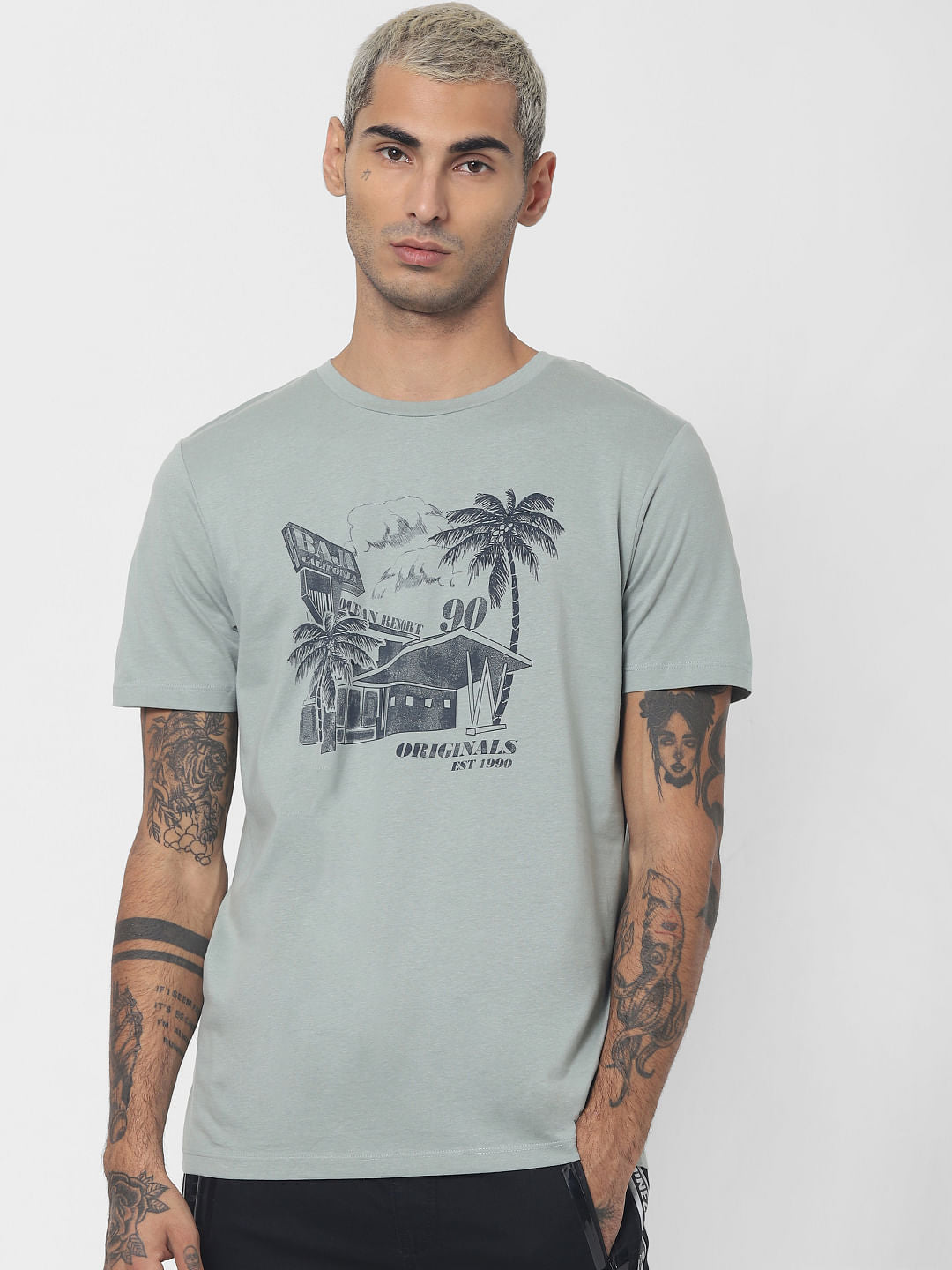 Green Graphic Print Crew Neck T-shirt
