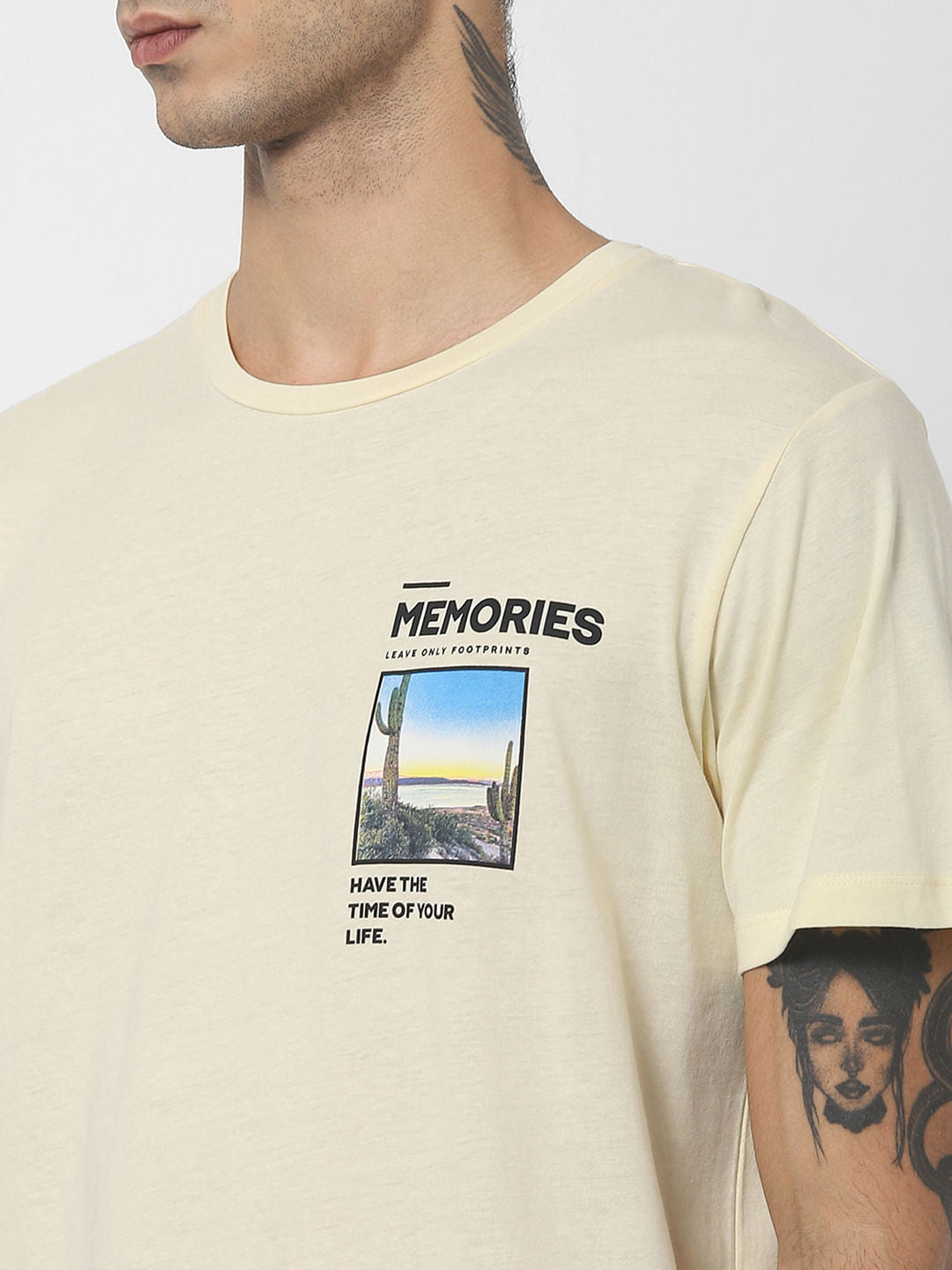 Yellow Graphic Print Crew Neck T-shirt