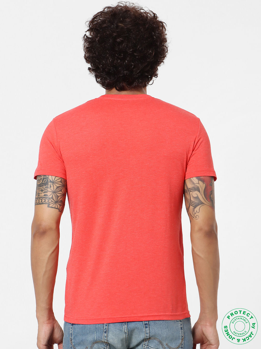 Red Text Print Crew Neck T-shirt