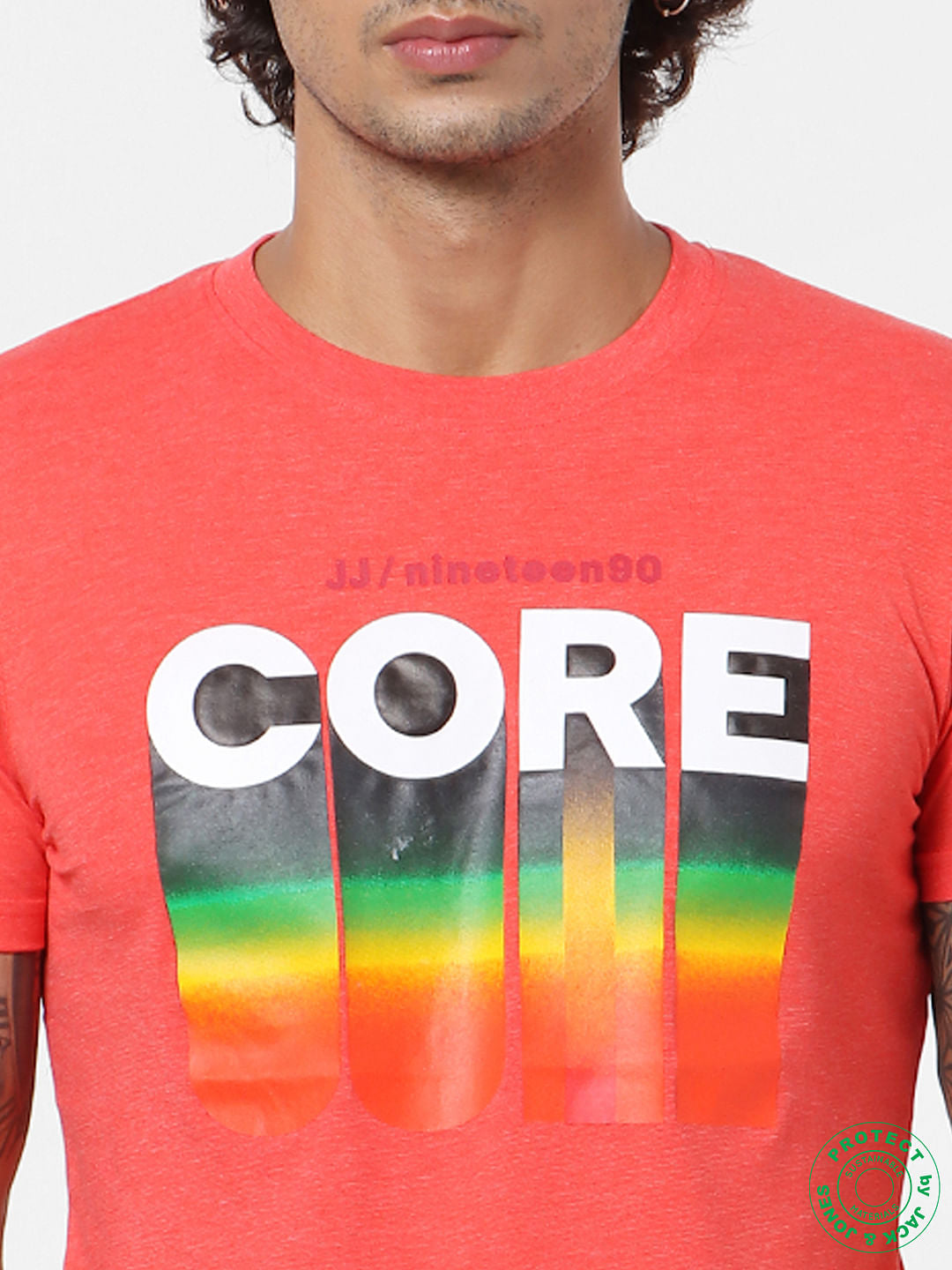 Red Text Print Crew Neck T-shirt