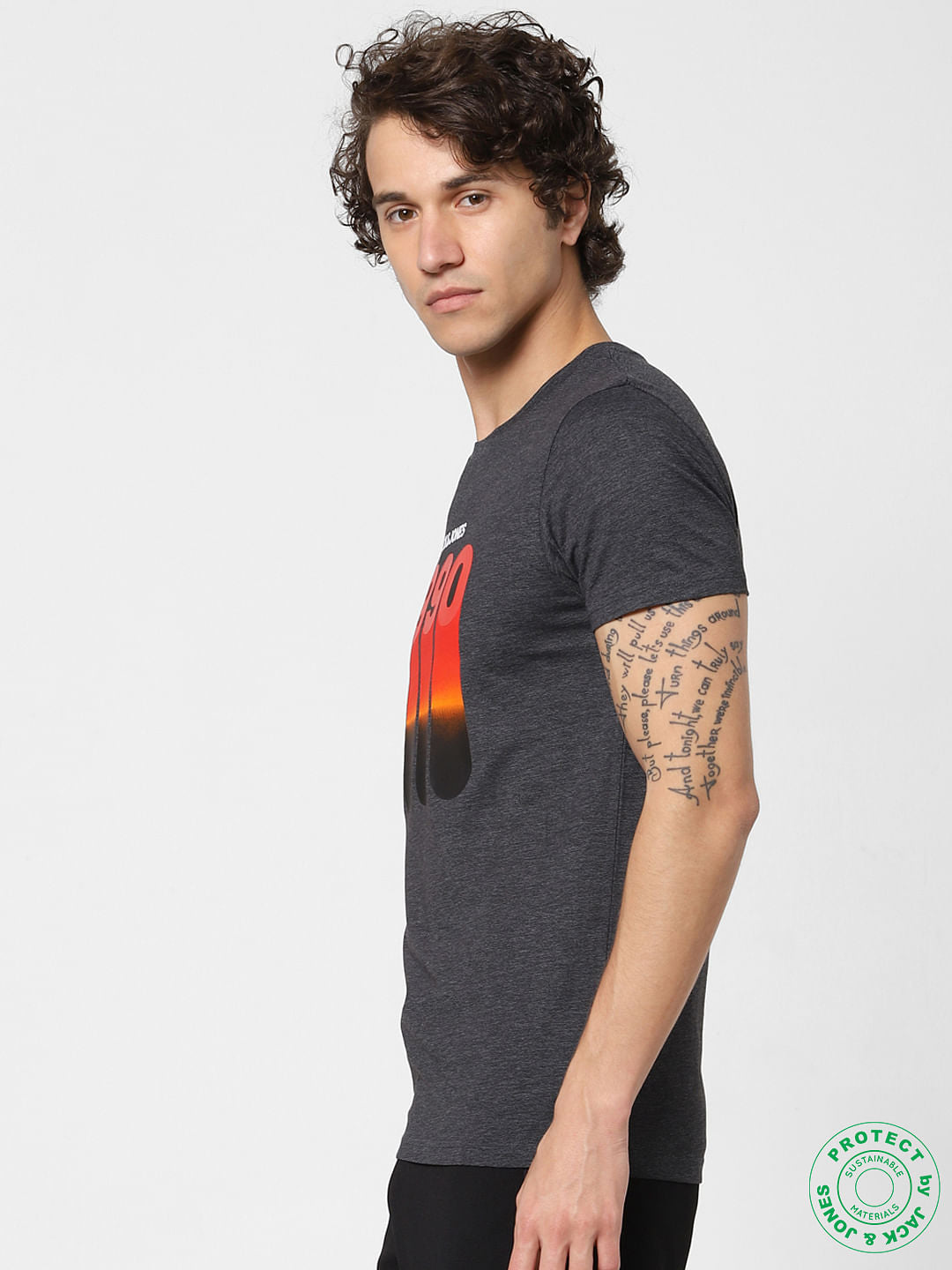 Black Logo Print Crew Neck T-shirt