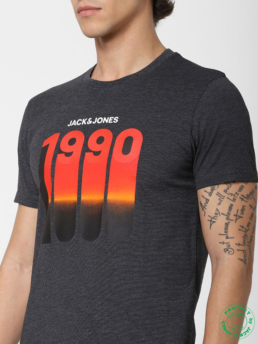 Black Logo Print Crew Neck T-shirt
