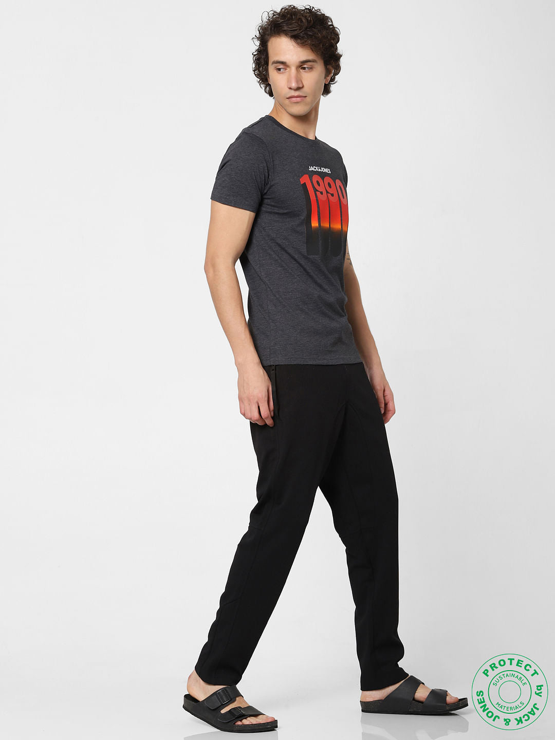 Black Logo Print Crew Neck T-shirt