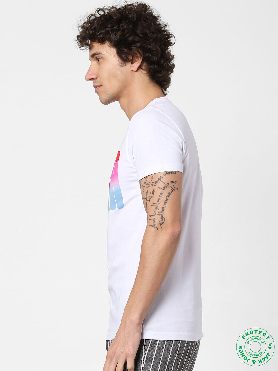 White Logo Print Crew Neck T-shirt