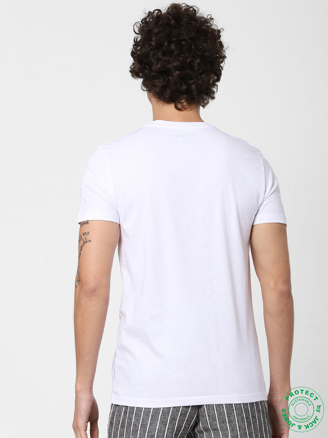 White Logo Print Crew Neck T-shirt