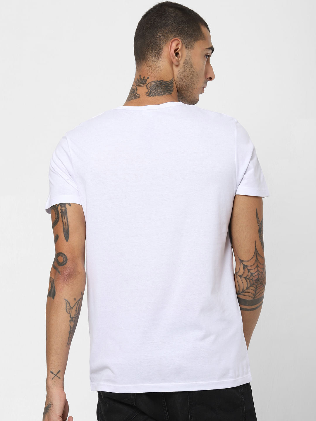 White Logo Print Crew Neck T-shirt