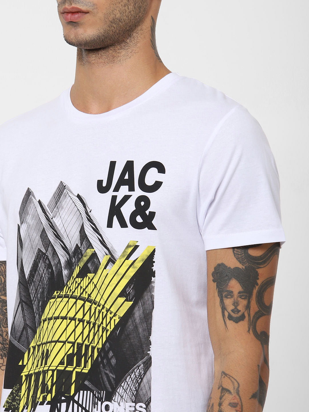 White Logo Print Crew Neck T-shirt