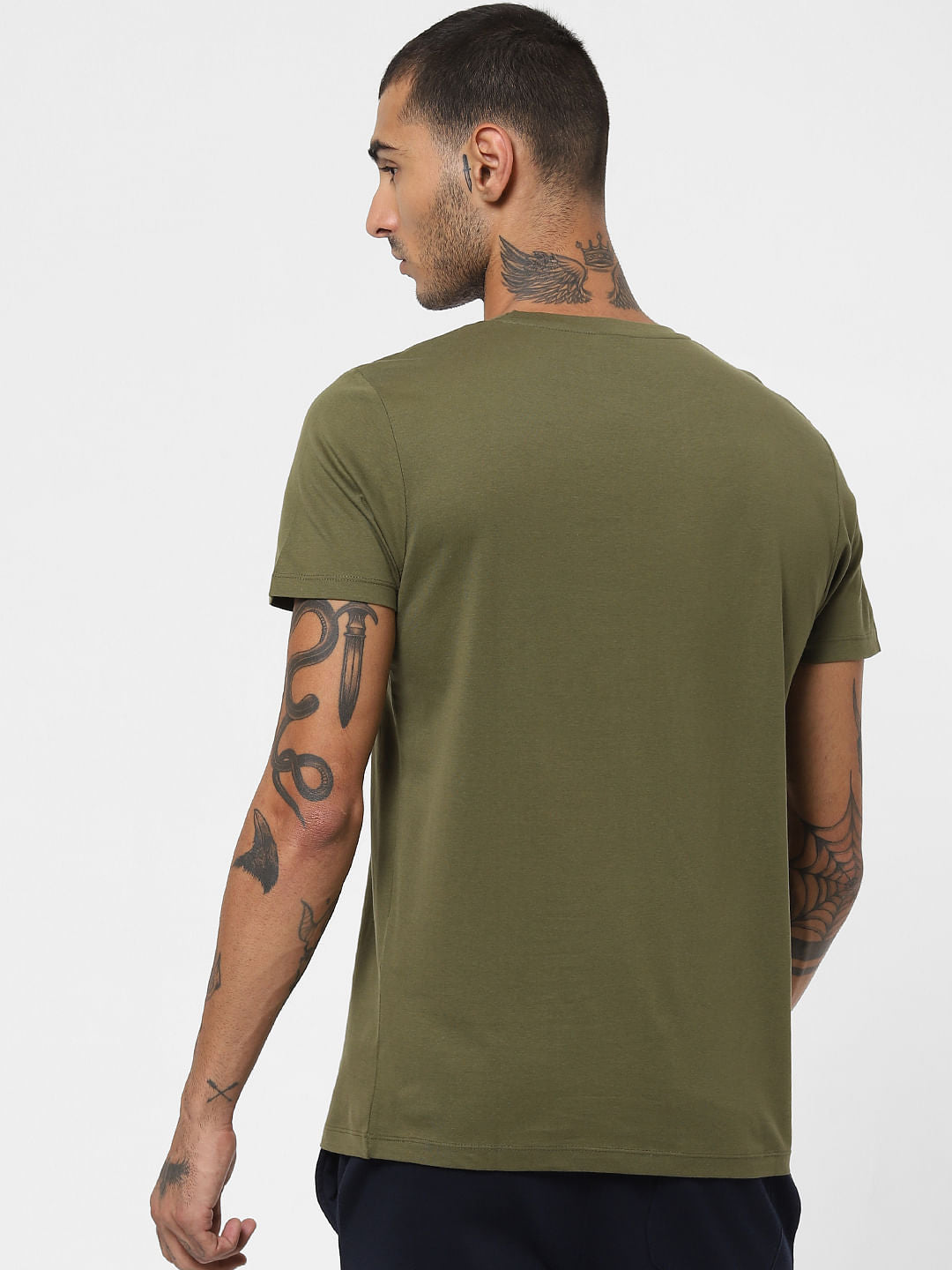 Green Logo Print Crew Neck T-shirt
