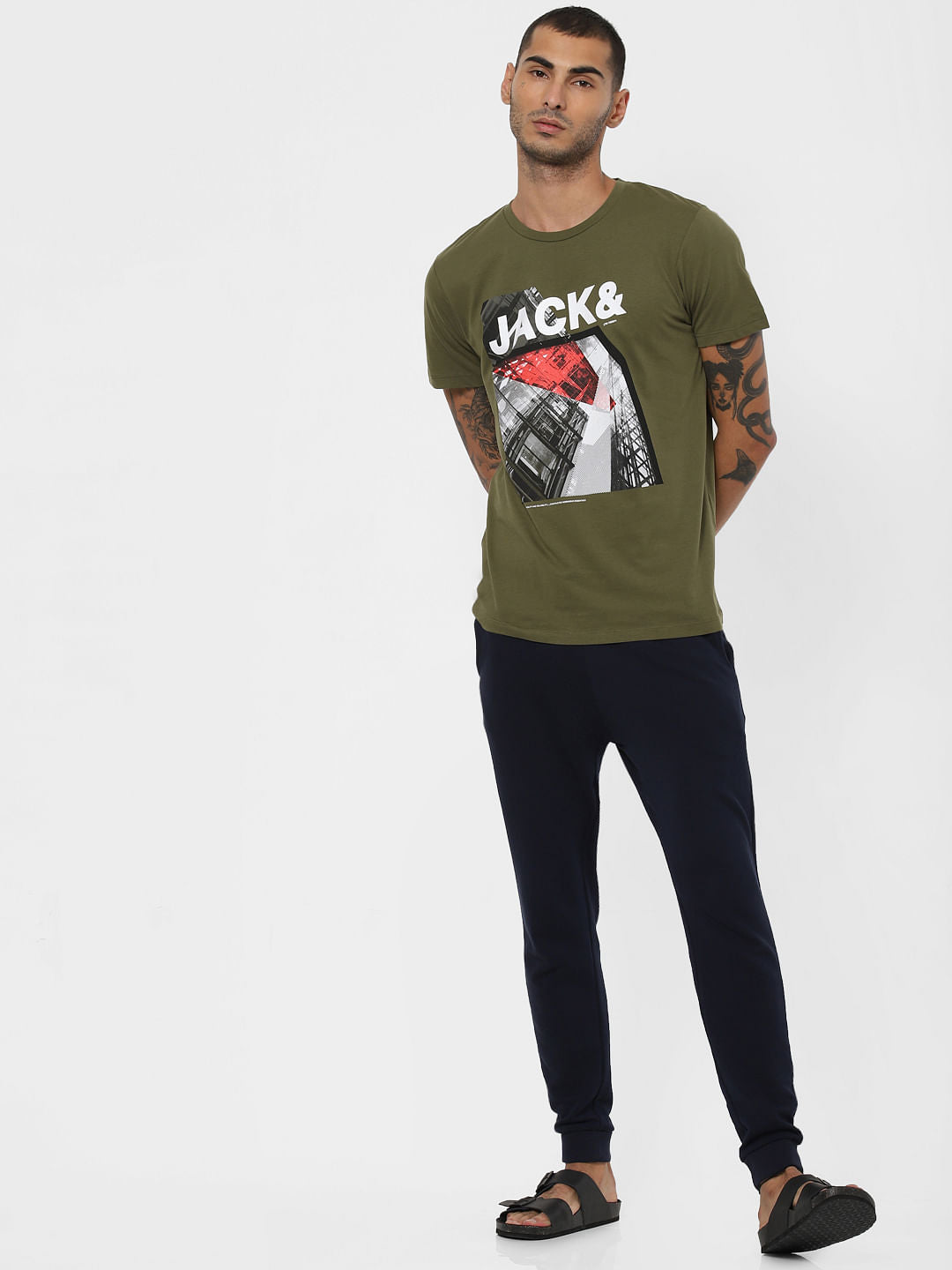 Green Logo Print Crew Neck T-shirt