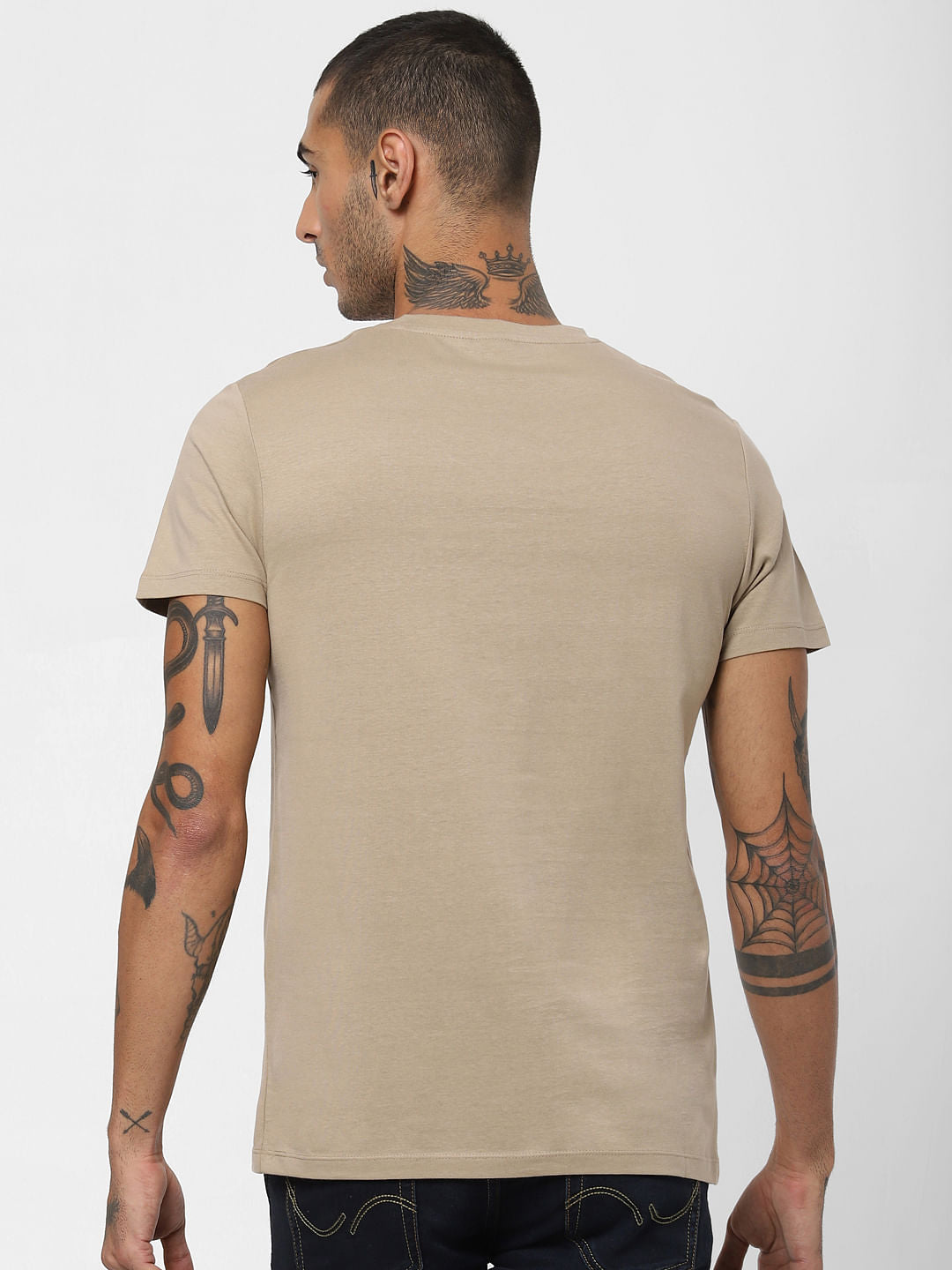 Brown Logo Patch Print T-shirt