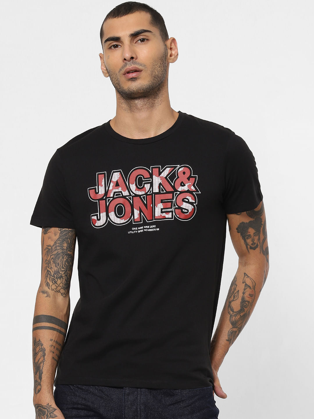Black Logo Print Crew Neck T-shirt