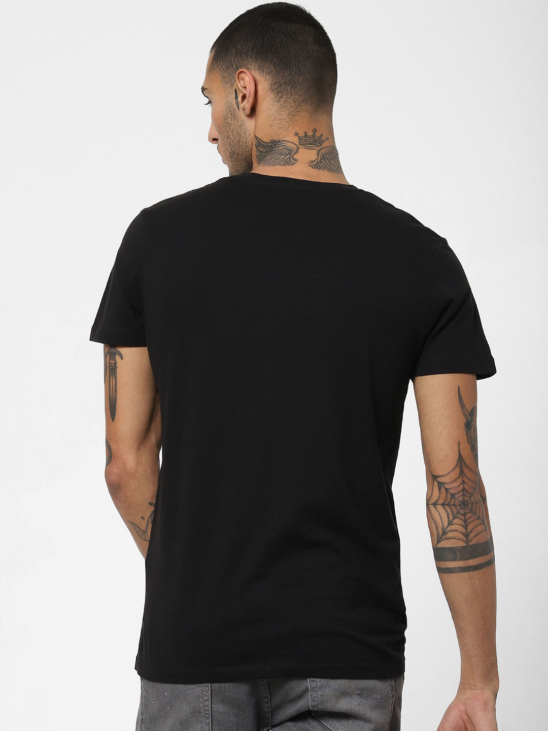 Black Logo Print Crew Neck T-shirt