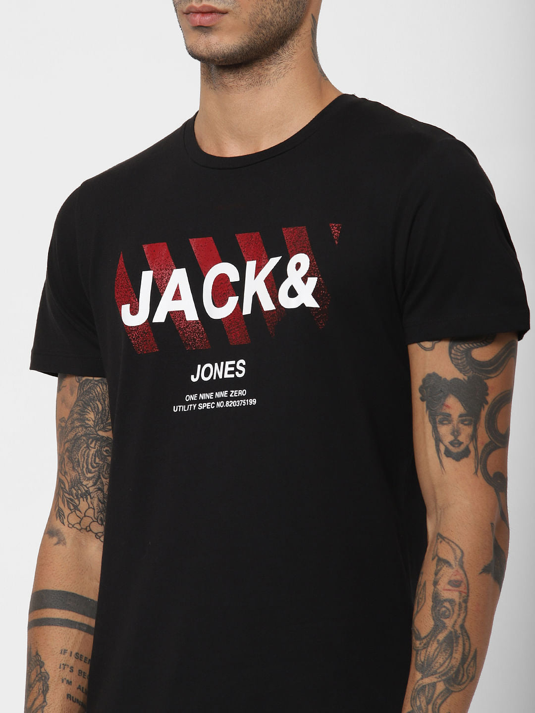 Black Logo Print Crew Neck T-shirt