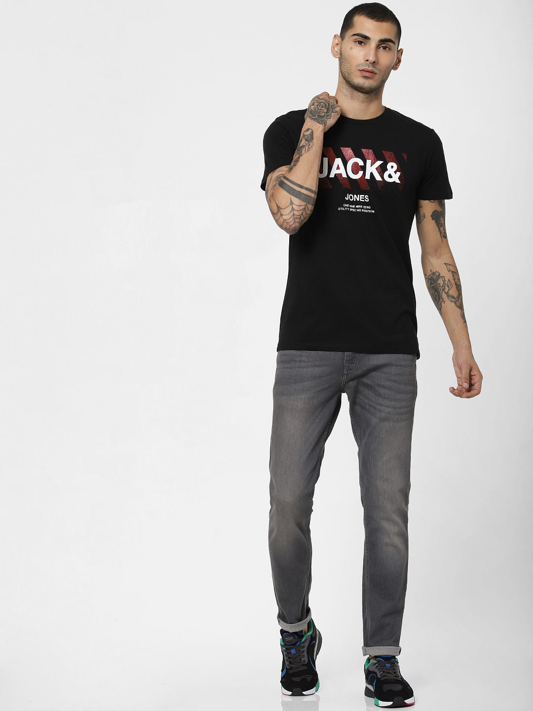 Black Logo Print Crew Neck T-shirt