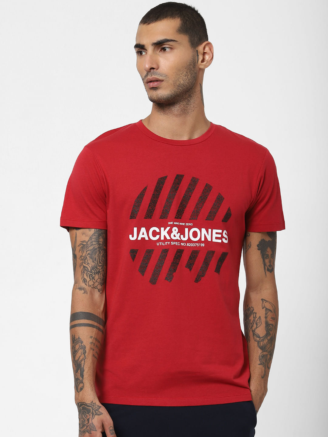Red Logo Print Crew Neck T-shirt