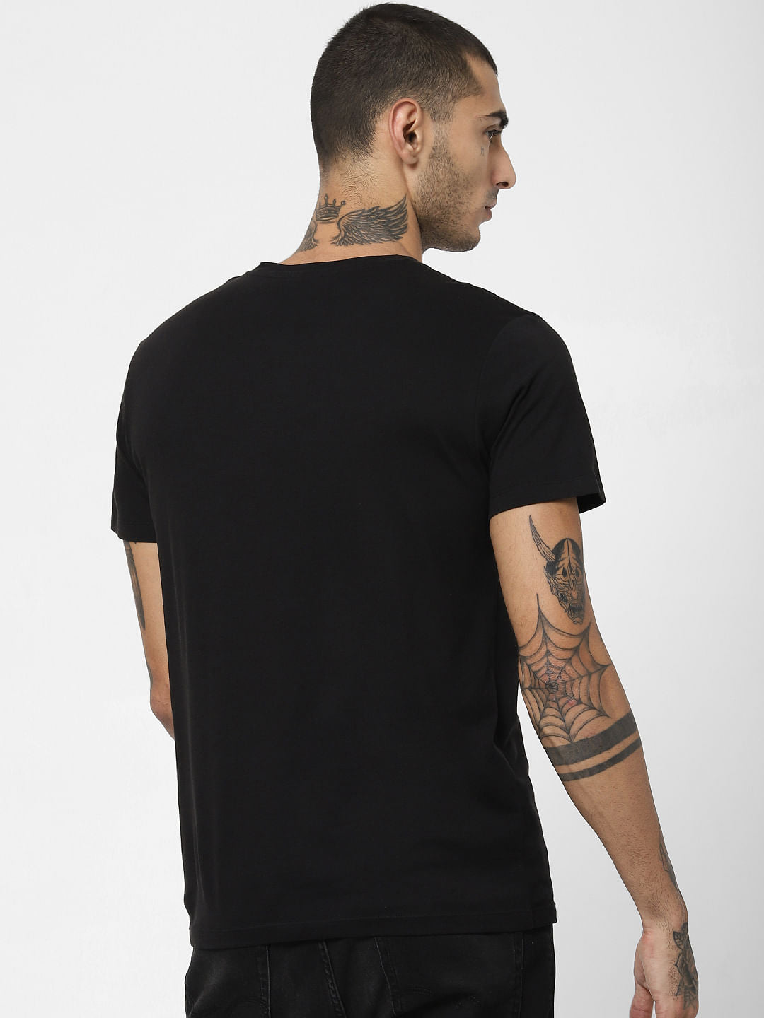 Black Landscape Print Crew Neck T-shirt