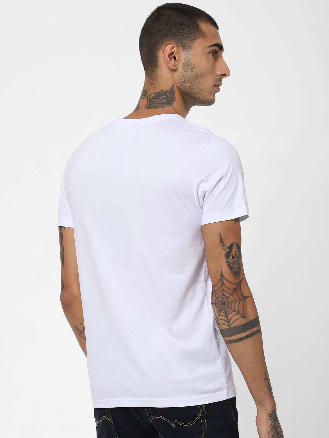 White Landscape Print Crew Neck T-shirt