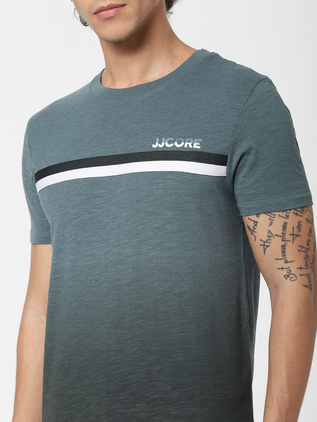 Green Logo Print Crew Neck T-shirt