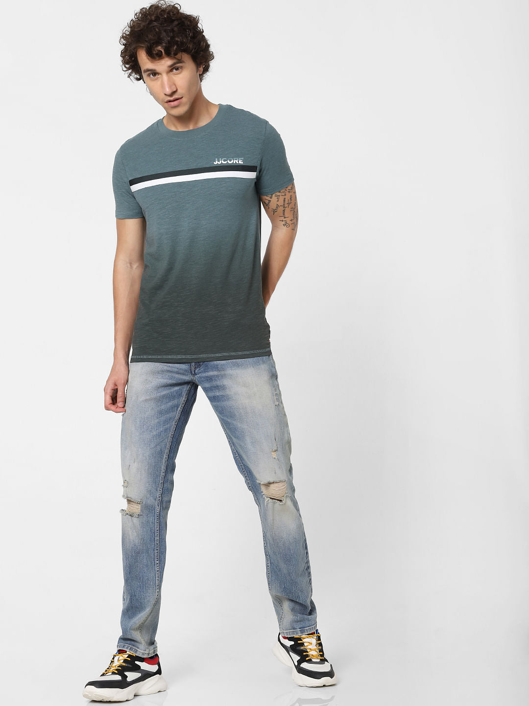 Green Logo Print Crew Neck T-shirt