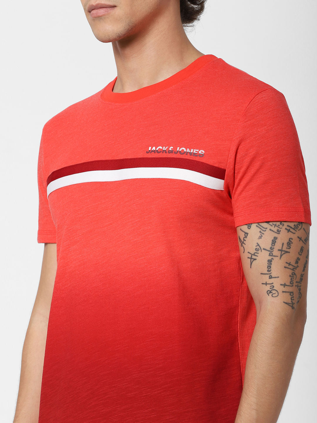 Red Logo Print Crew Neck T-shirt
