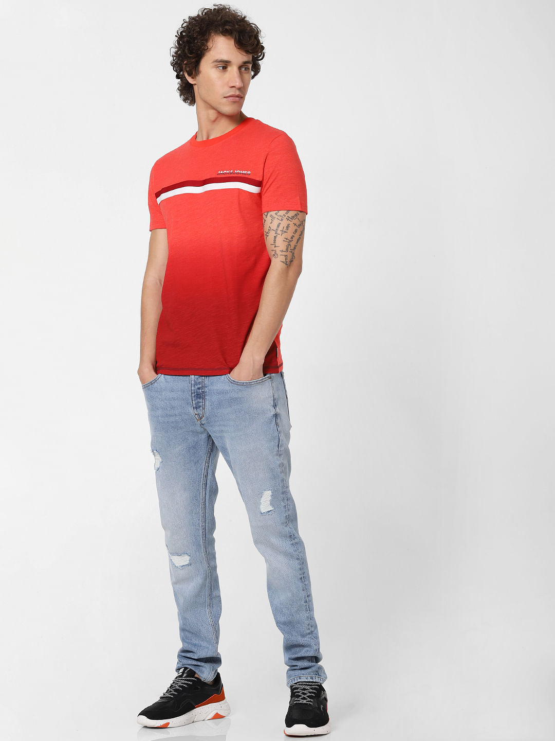 Red Logo Print Crew Neck T-shirt