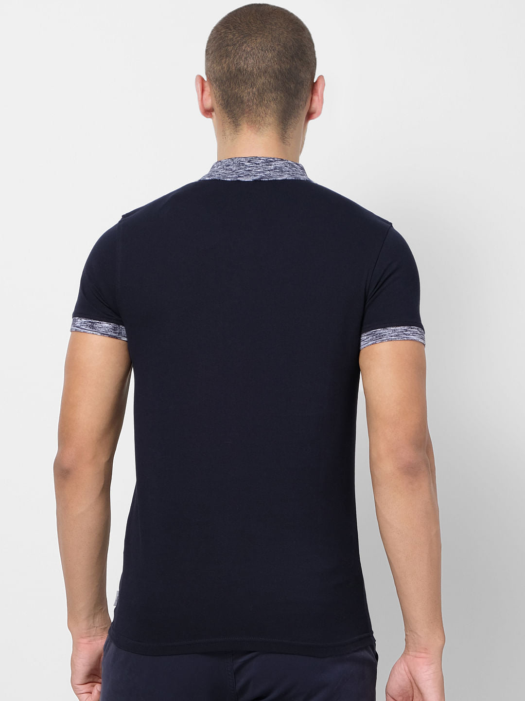 Navy Blue Contrast Tipping Polo T-shirt