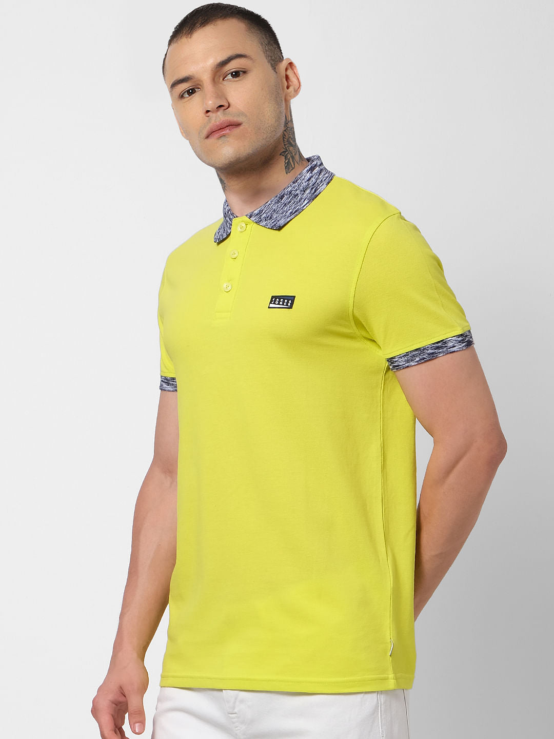 Neon Green Contrast Tipping Polo T-shirt