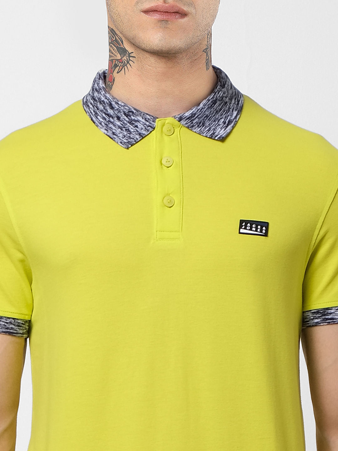 Neon Green Contrast Tipping Polo T-shirt