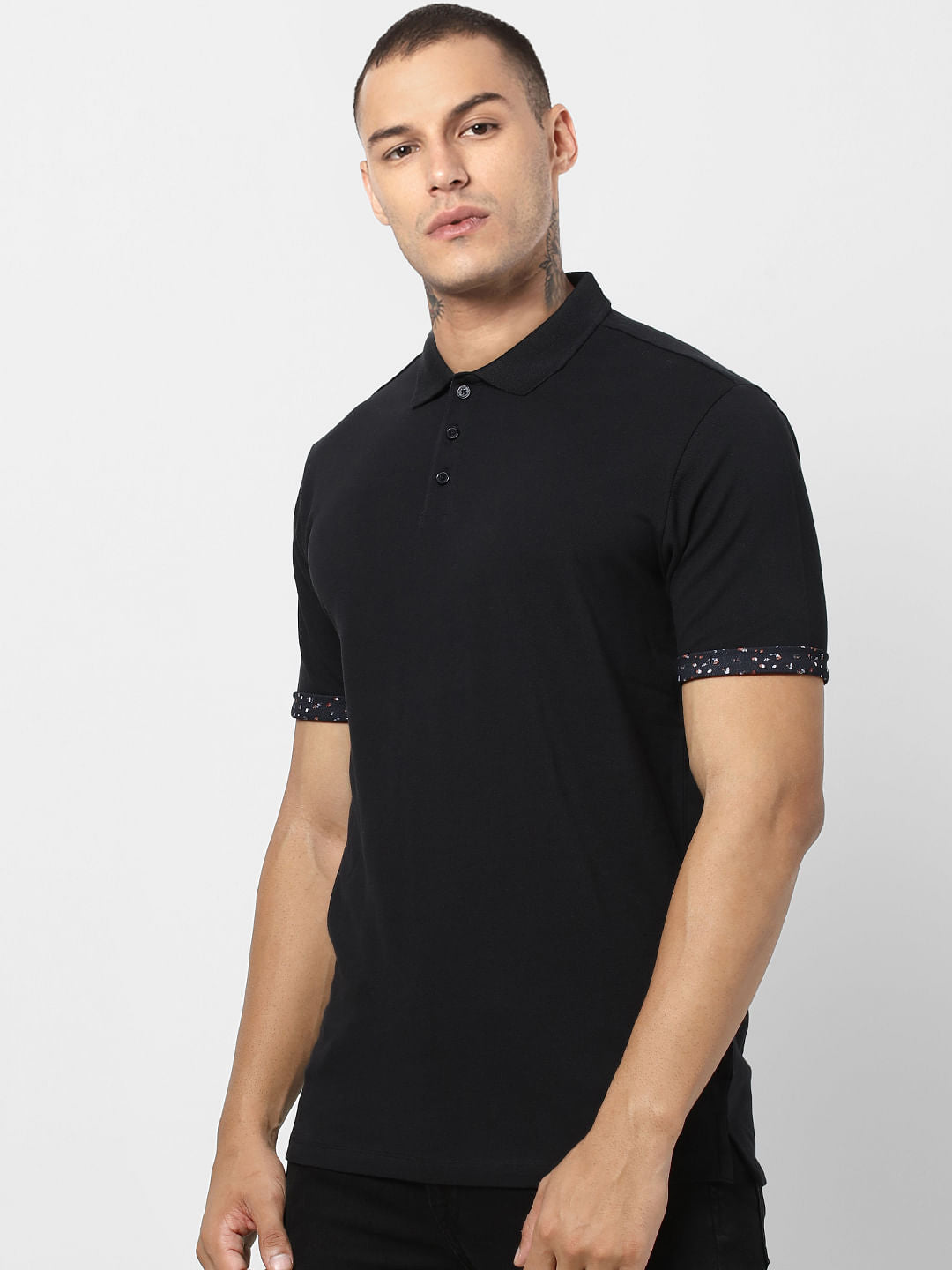 Black Contrast Tipping Polo T-shirt