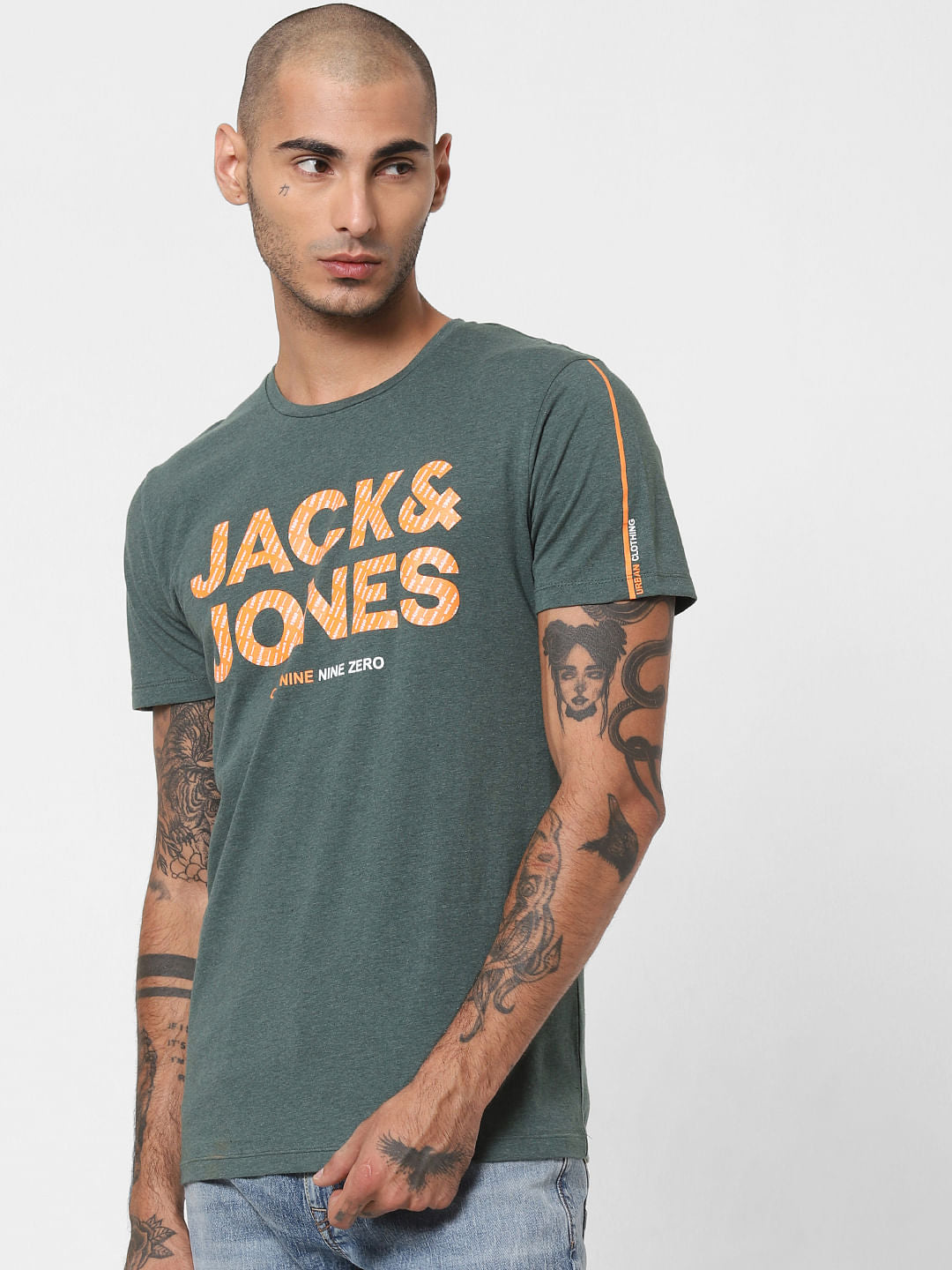 Green Logo Print Crew Neck T-shirt