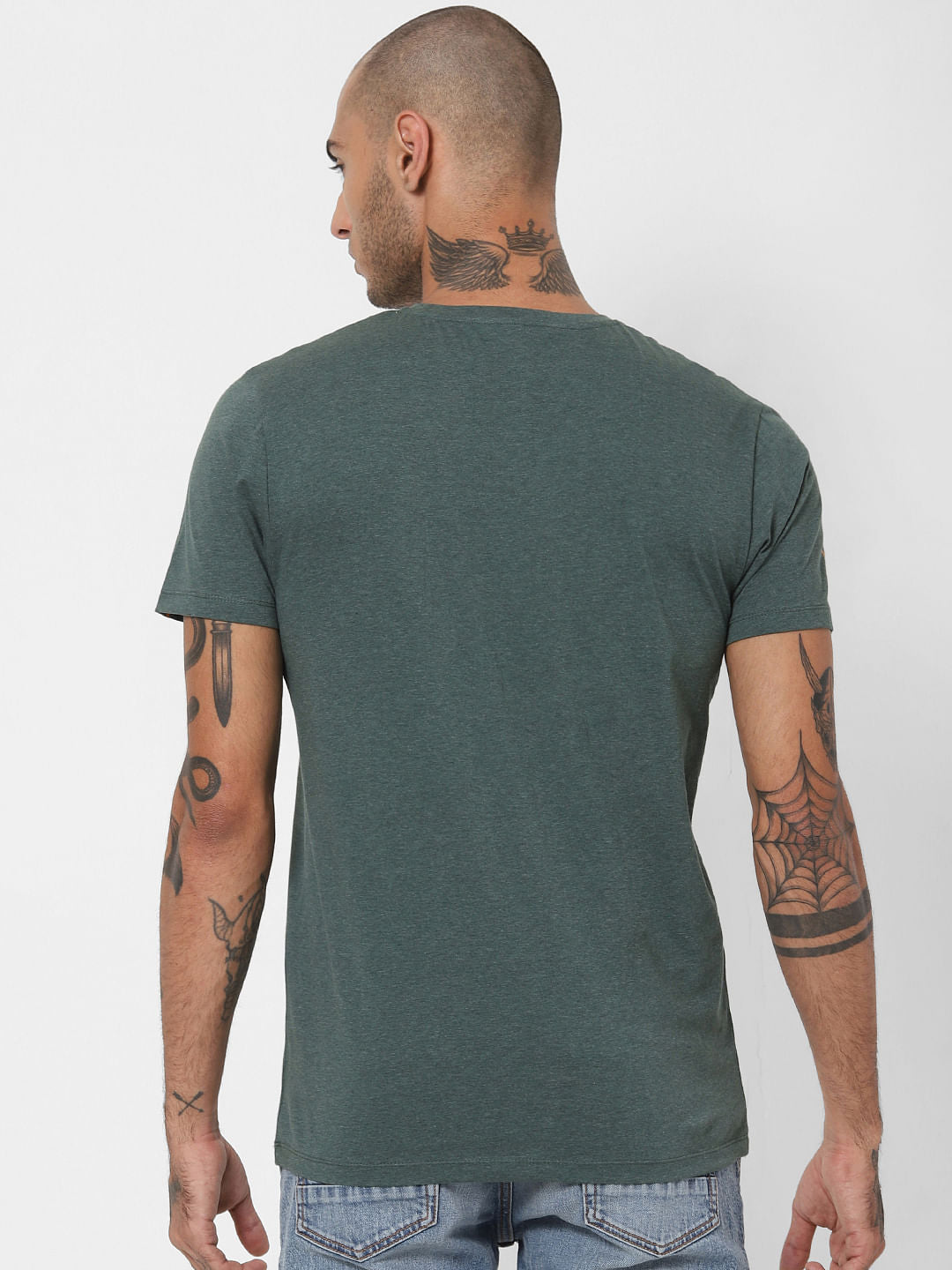 Green Logo Print Crew Neck T-shirt