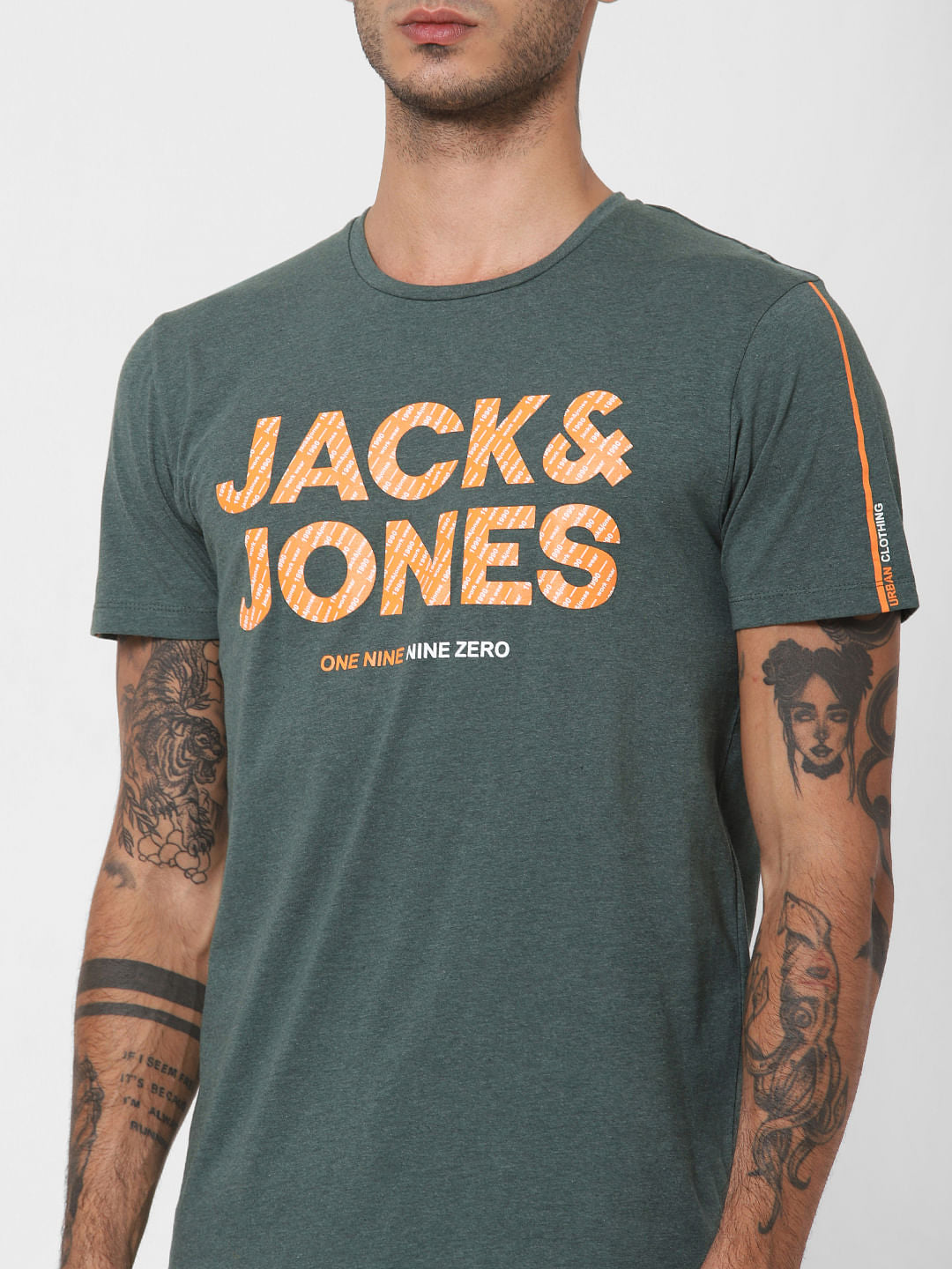 Green Logo Print Crew Neck T-shirt