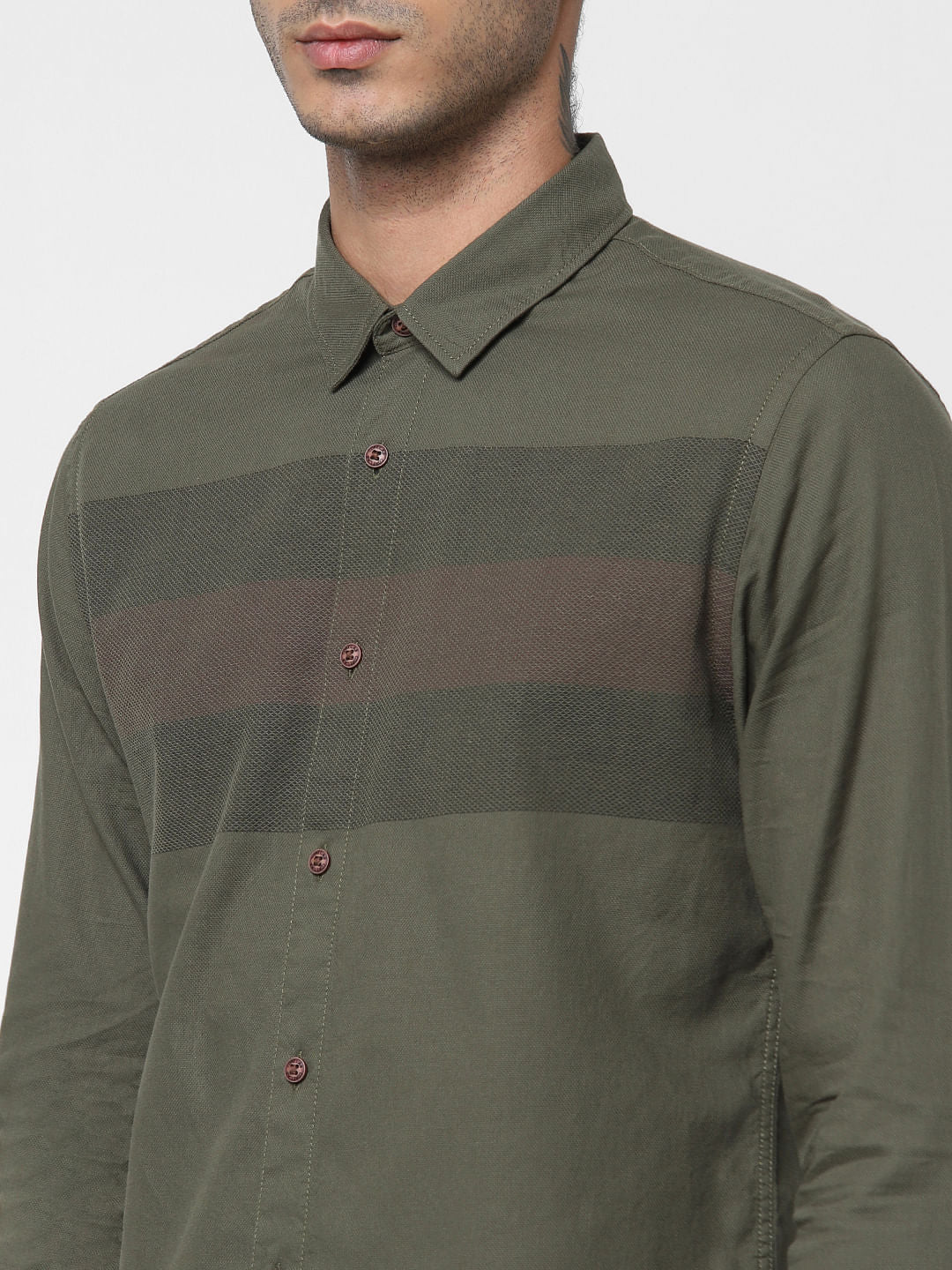 Green Patch Print Full Sleeves Shirt