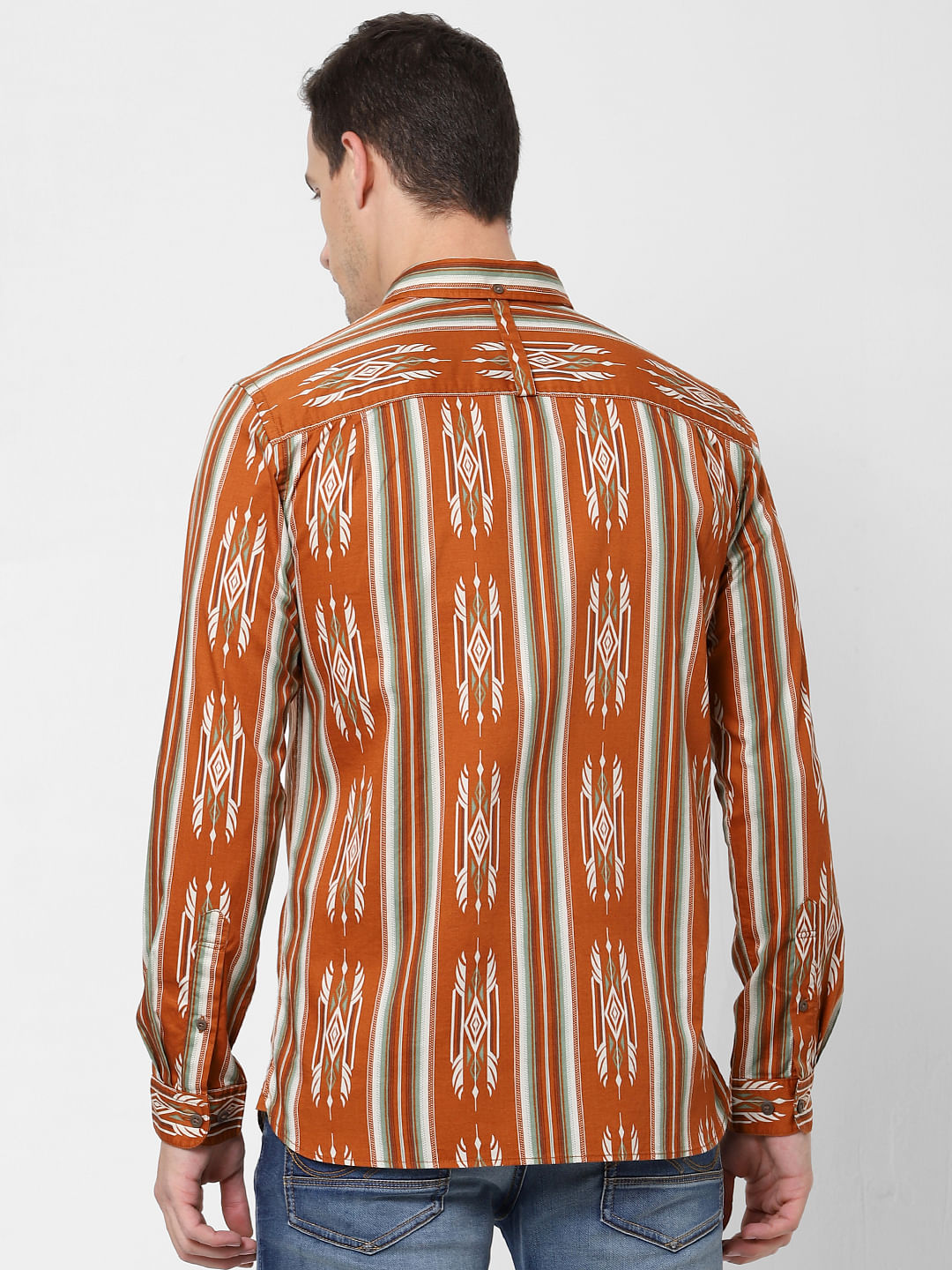 Brown All Over Print Full Sleeves Shirt
