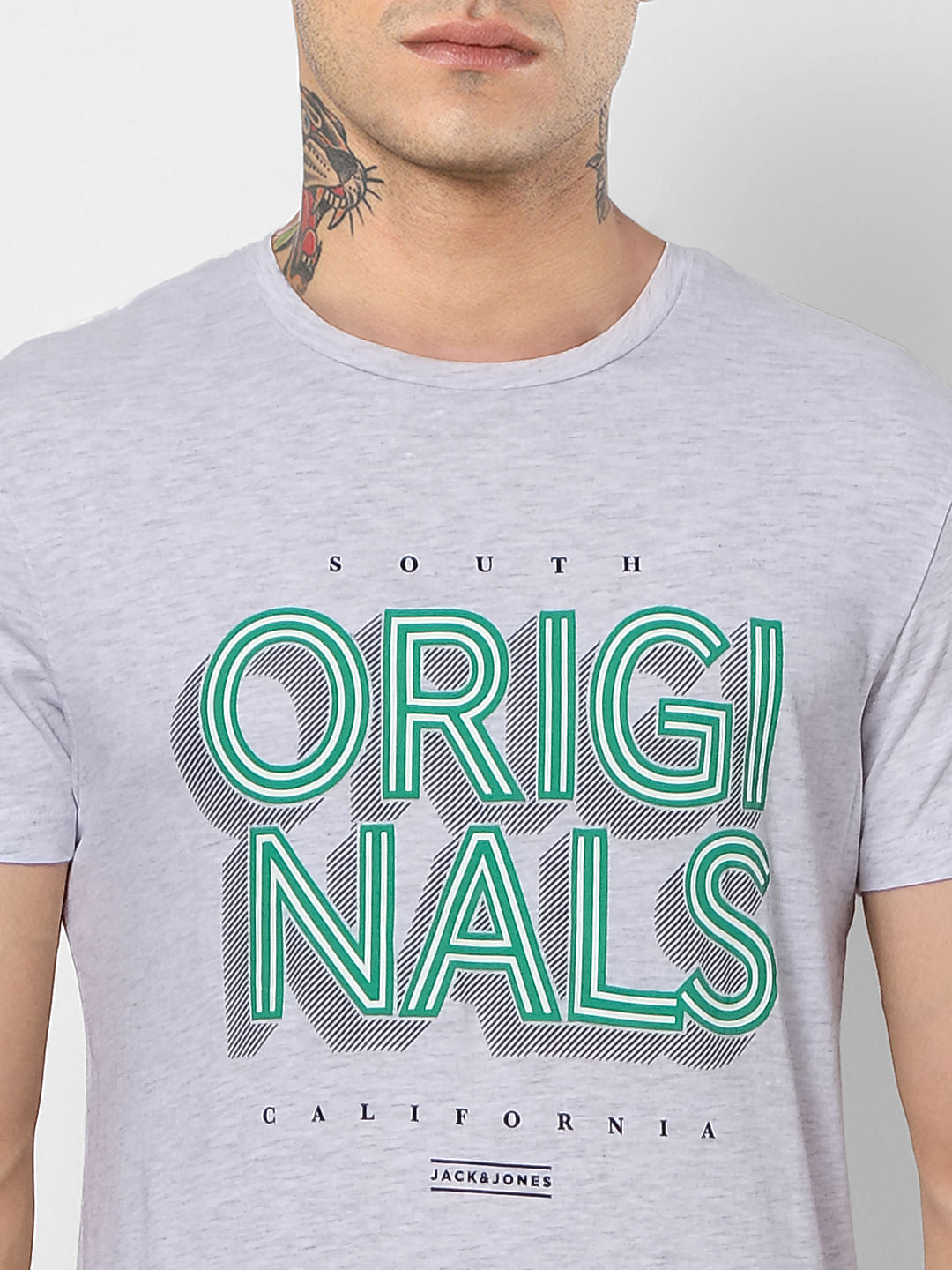 Light Grey Logo Print Crew Neck T-shirt