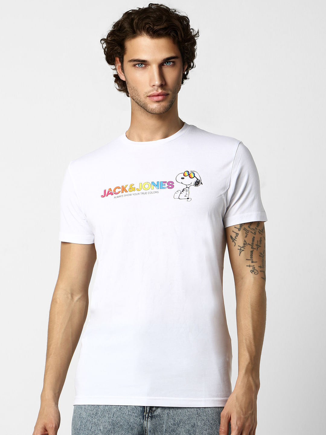 x Snoopy White Snoopy Print Crew Neck T-shirt