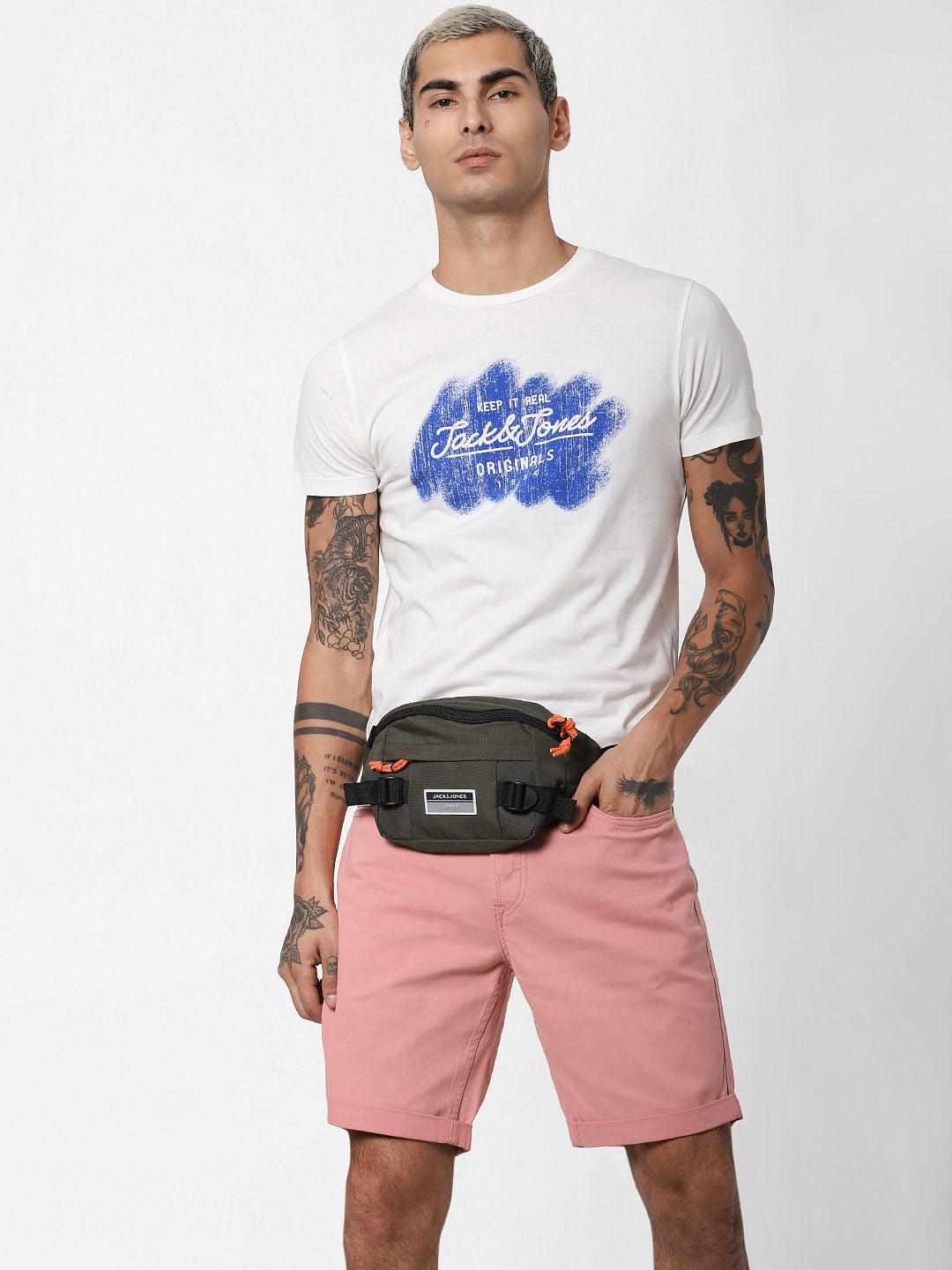 White Logo Print Crew Neck T-shirt