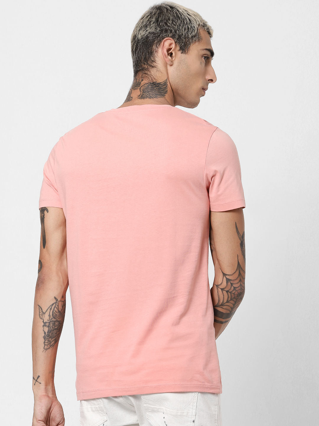 Pink Logo Print Crew Neck T-shirt