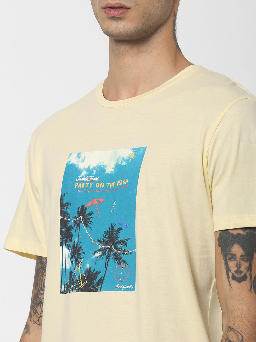 Yellow Graphic Print Crew Neck T-shirt