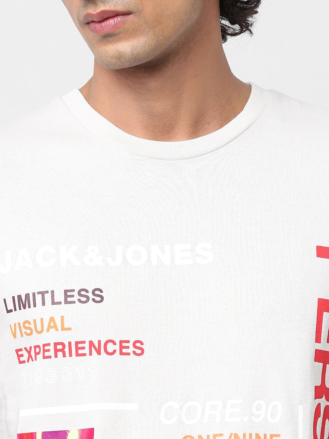 White Text Print Crew Neck T-shirt