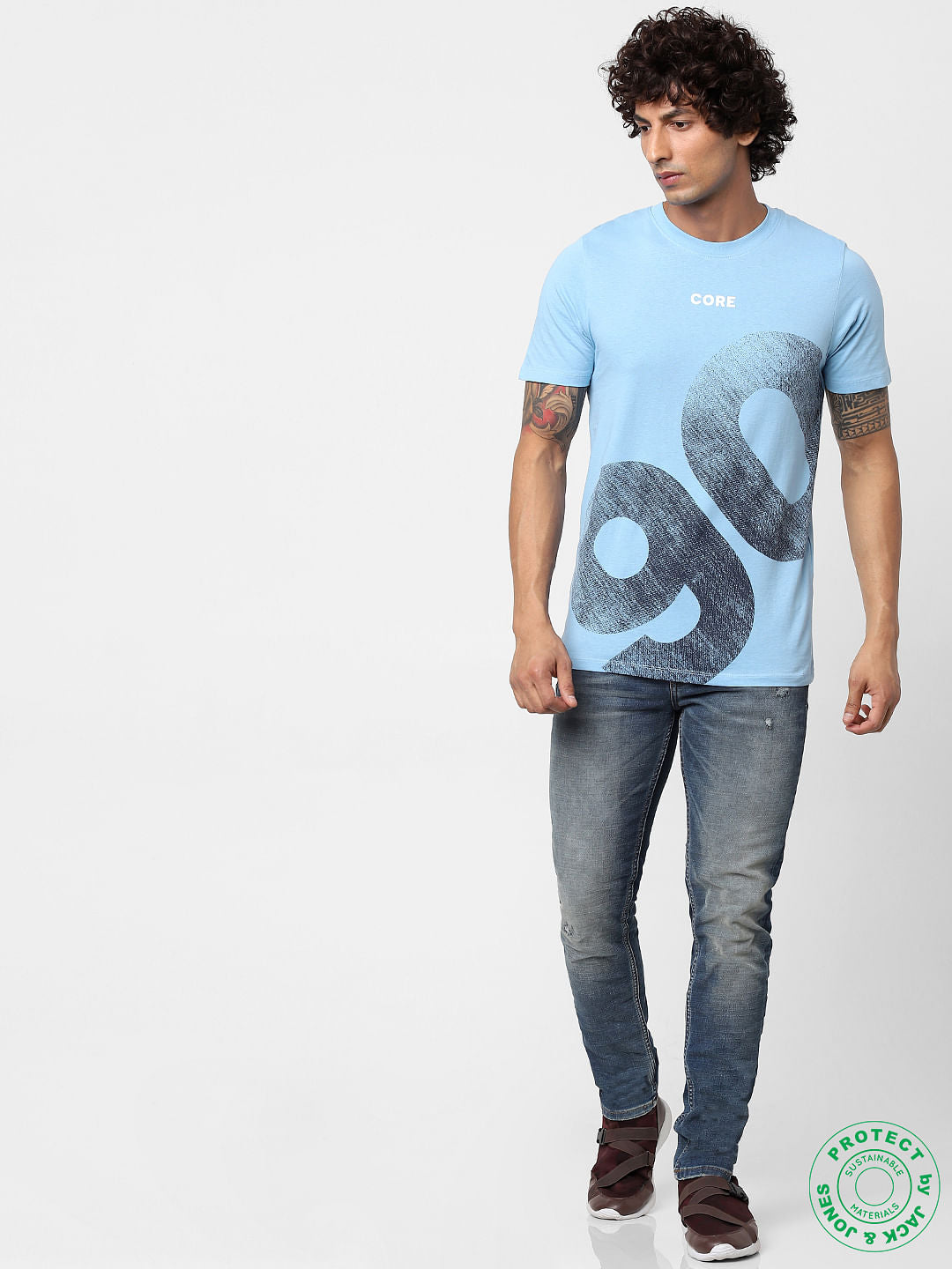 Dusk Blue Graphic Print T-shirt