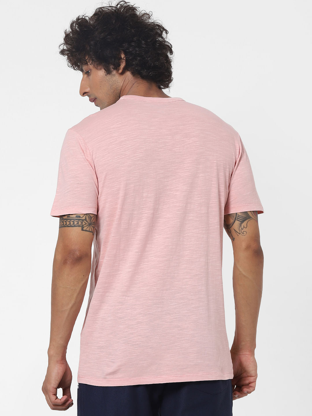 Pink Slub Crew Neck T-shirt