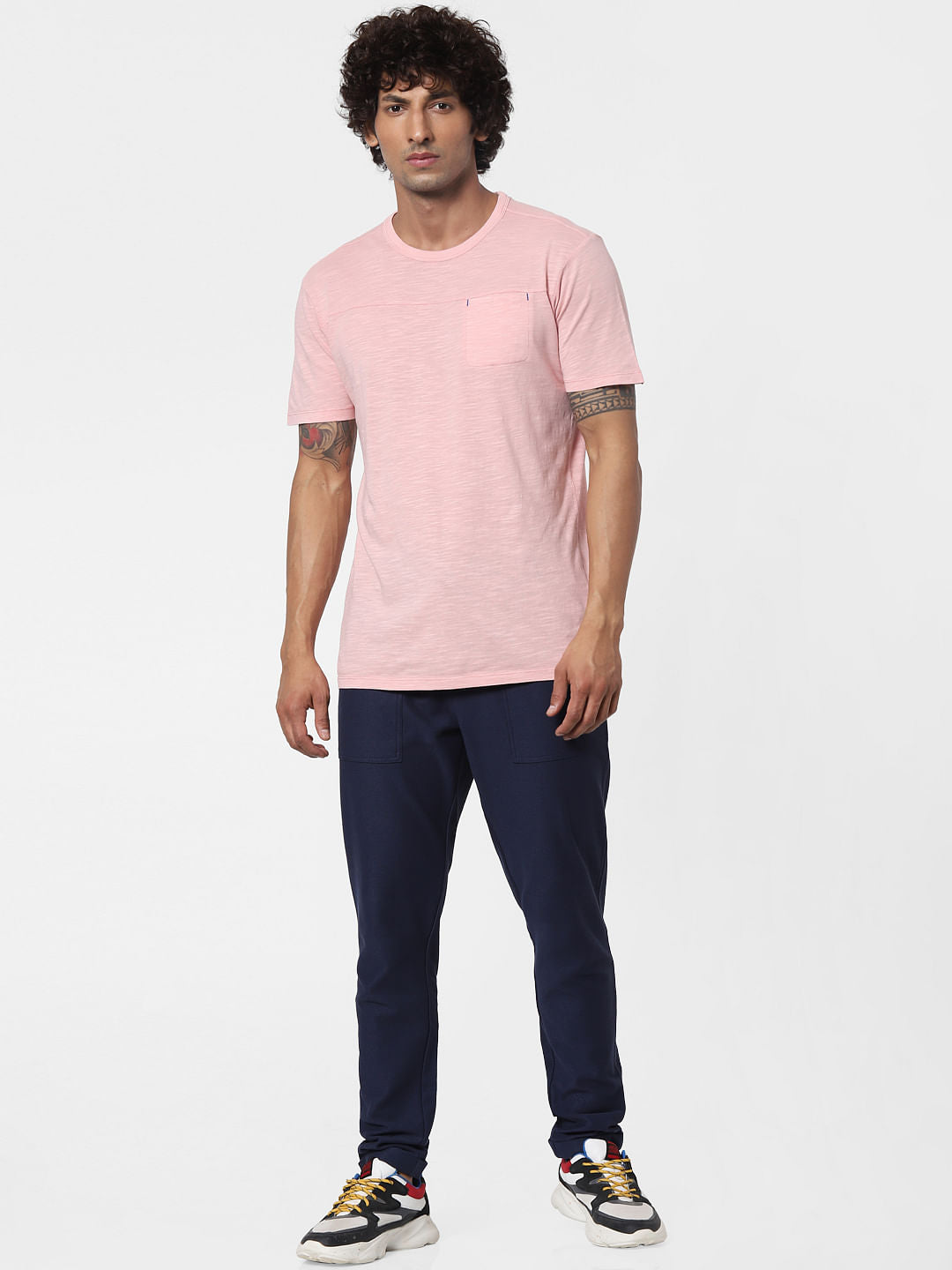 Pink Slub Crew Neck T-shirt
