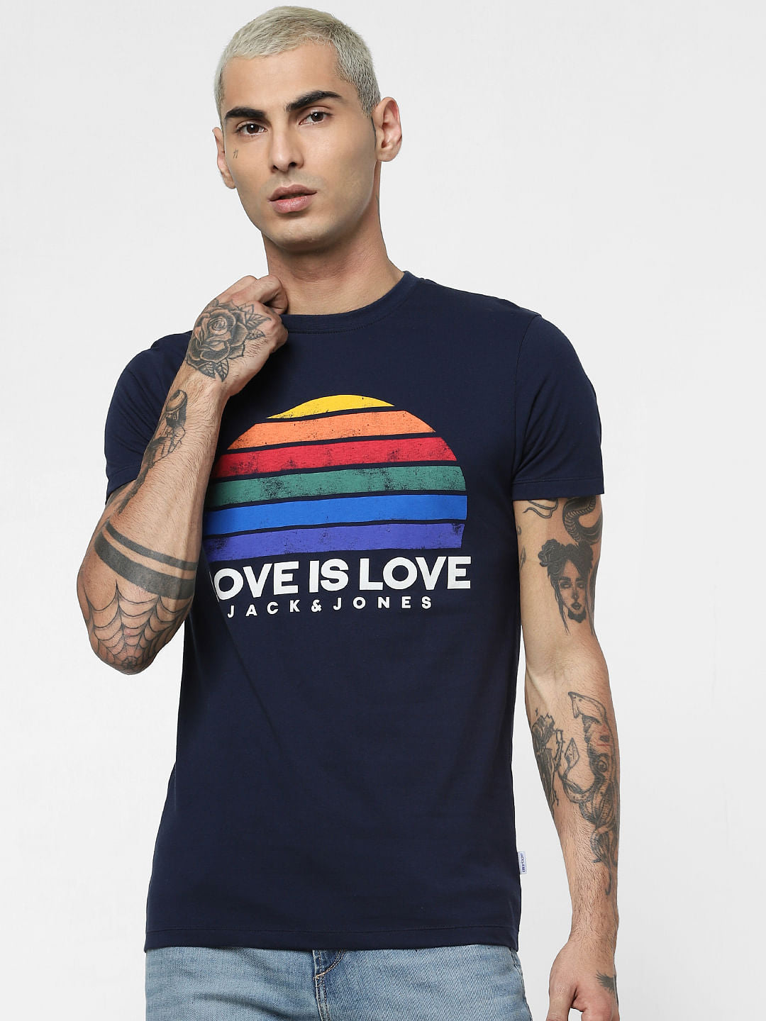 Blue Pride Rainbow Crew Neck T-shirt