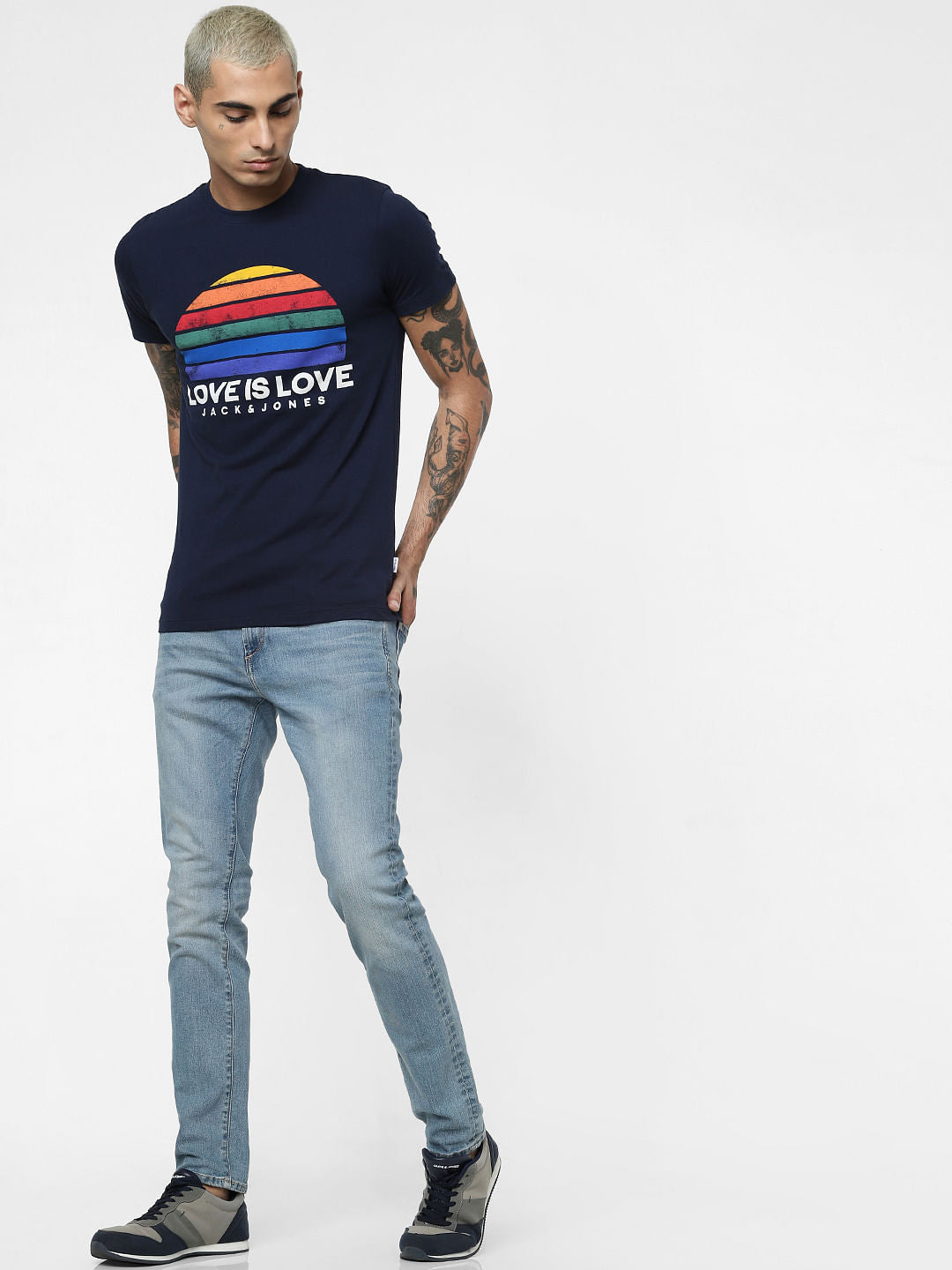 Blue Pride Rainbow Crew Neck T-shirt