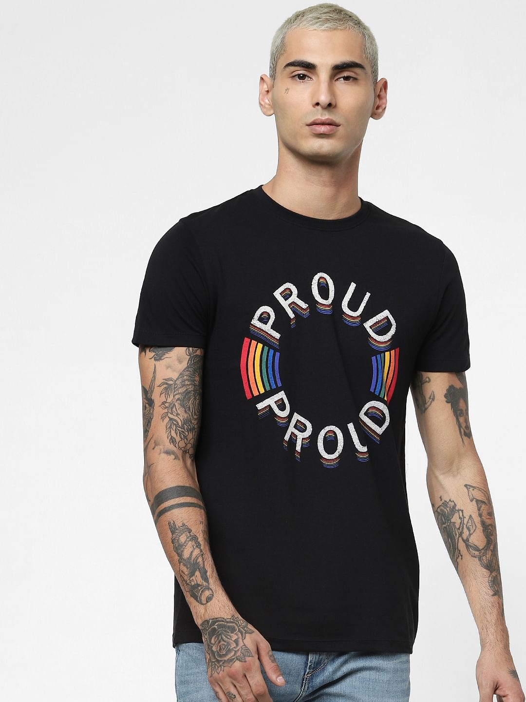 Black Pride Rainbow Crew Neck T-shirt
