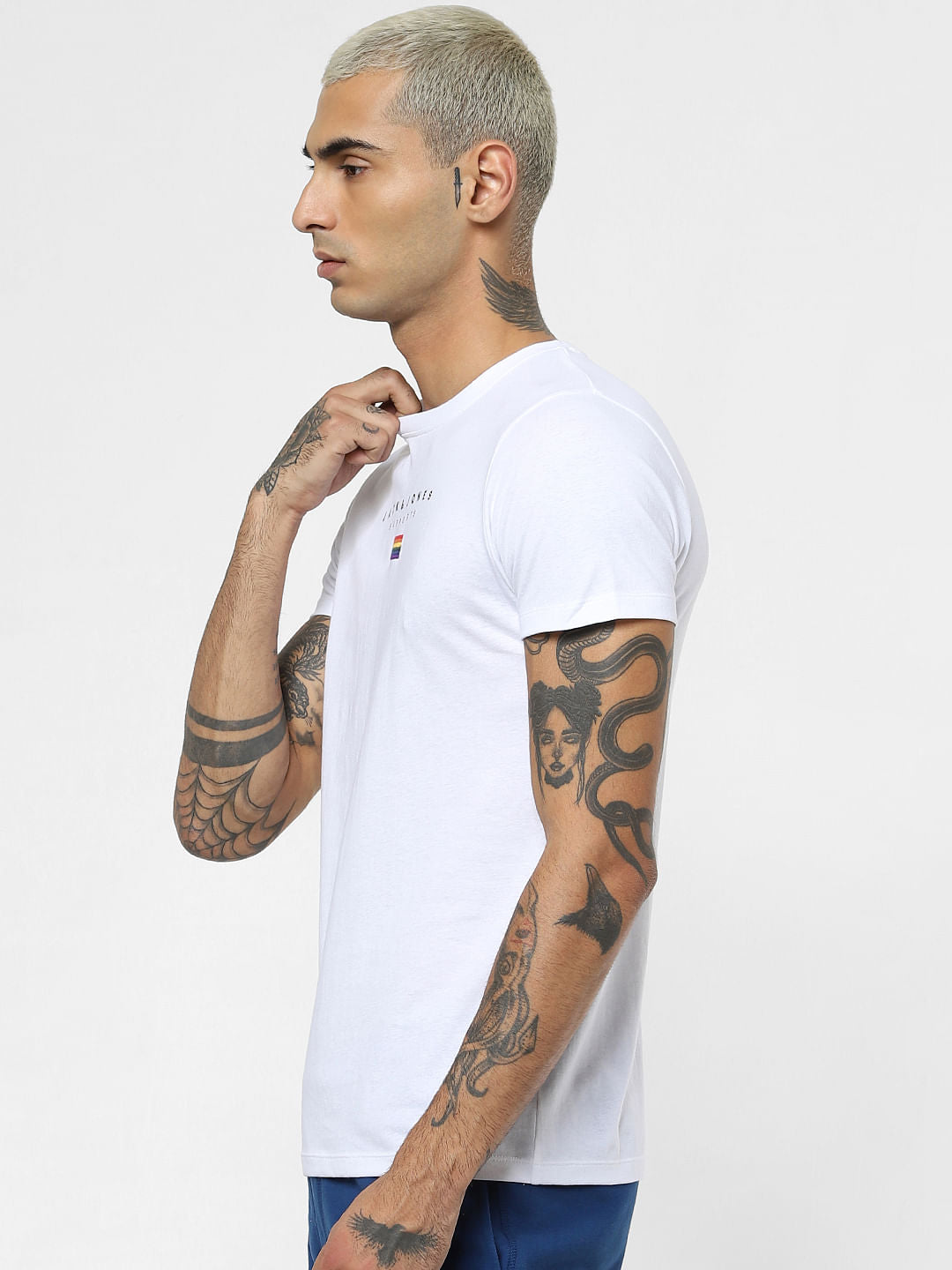 White Pride Embroidered Logo Print T-shirt